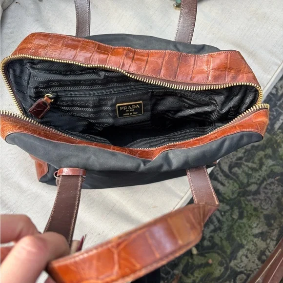 Prada Navy Blue and Brown Bag - Picture 6 of 6